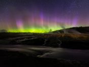 Aurora Over Upper Geyser Basin